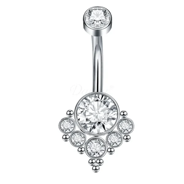 Daweys DS5022 Elegant Crystal Cluster Navel Piercing Sparkling Gemstones Belly Ring Jewelry