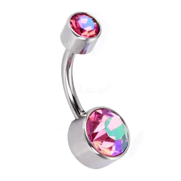 Daweys DS5023 AB Zirconia Navel Piercing Shimmering Gemstones Belly Ring Jewelry - Image 2