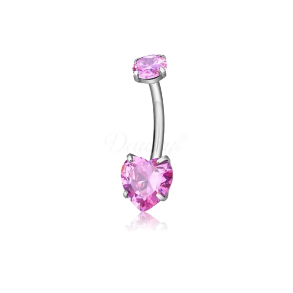 Daweys DS5042 Heart-Shaped Navel Ring Colorful Gemstones Belly Barbell Piercing - Imagem 2