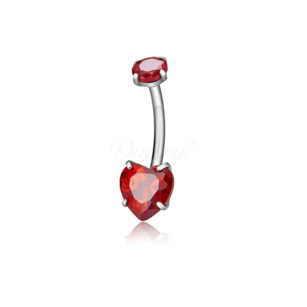 Daweys DS5042 Heart-Shaped Navel Ring Colorful Gemstones Belly Barbell Piercing - Imagem 3
