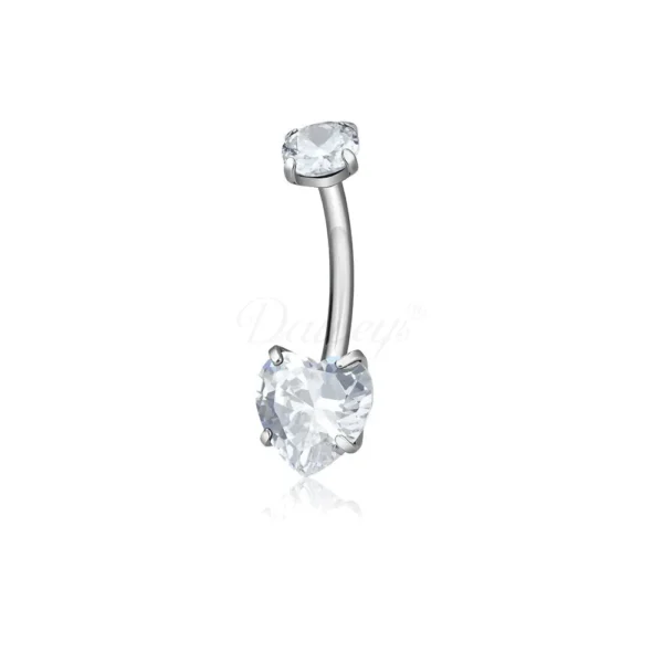 Daweys DS5042 Heart-Shaped Navel Ring Colorful Gemstones Belly Barbell Piercing - Imagem 5