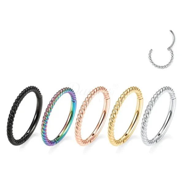 Daweys DS5976 Nose Hoop Closure Ring Stylish Twisted Design in Multiple Colors