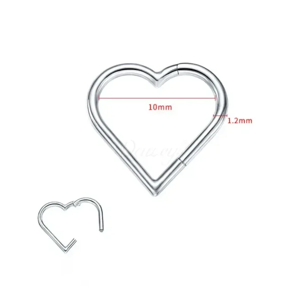 Daweys DS5979 Heart-Shaped Seamless Nose Ring Stylish Durable Titanium Alloy Piercing Jewelry - Image 2