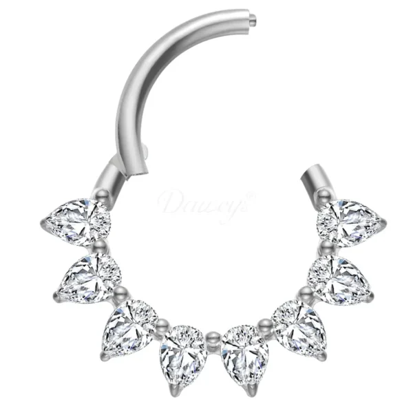 Daweys DS6050 F136 Titanium Hoop Teardrop Piercing Clickers Septum Rings - Image 2