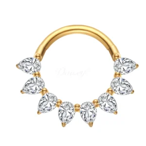 Daweys DS6050 F136 Titanium Hoop Teardrop Piercing Clickers Septum Rings