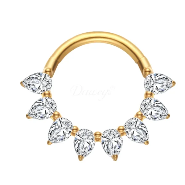 Daweys DS6050 F136 Titanium Hoop Teardrop Piercing Clickers Septum Rings