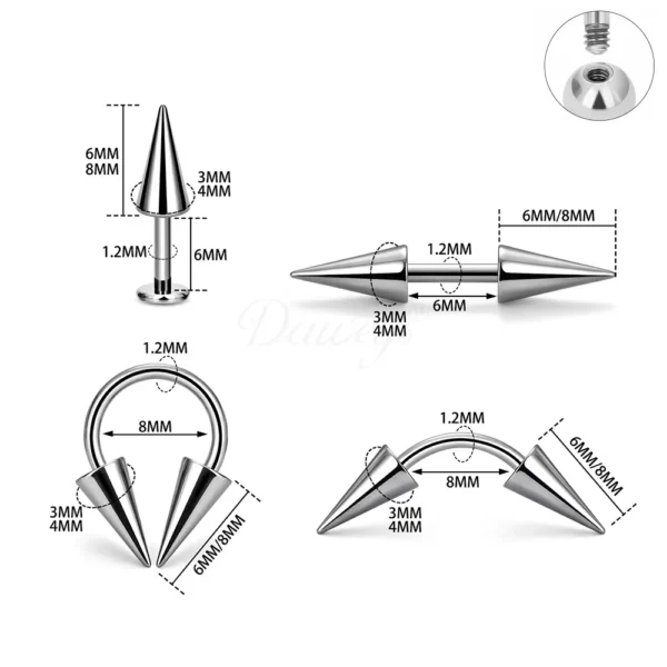 Daweys DS7011 External Thread F136 Titanium Labret Nose Ring – Durable and Stylish Piercing Jewelry - Image 2
