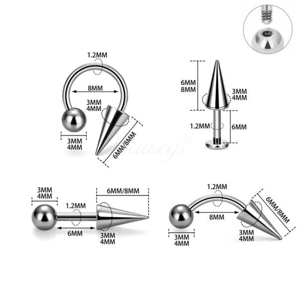 Daweys DS7011 External Thread F136 Titanium Labret Nose Ring – Durable and Stylish Piercing Jewelry - Image 3