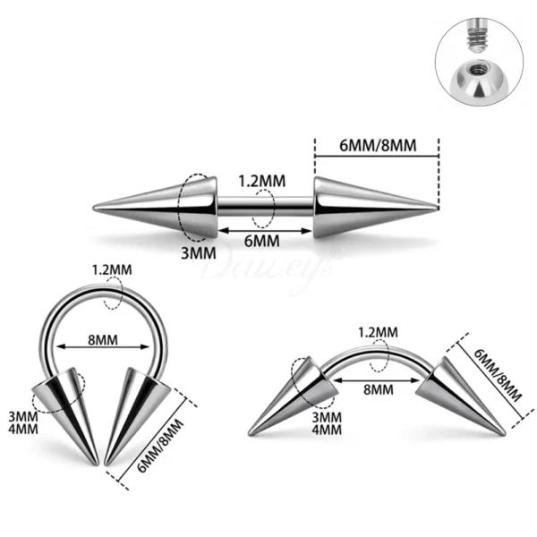 Daweys DS7011 External Thread F136 Titanium Labret Nose Ring – Durable and Stylish Piercing Jewelry - Image 5