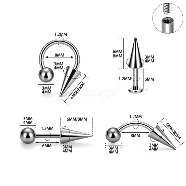 Daweys DS7012 Internal Thread F136 Titanium Piercing – Stylish and Durable Body Jewelry - Image 3