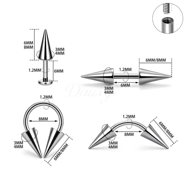 Daweys DS7012 Internal Thread F136 Titanium Piercing – Stylish and Durable Body Jewelry - Image 2