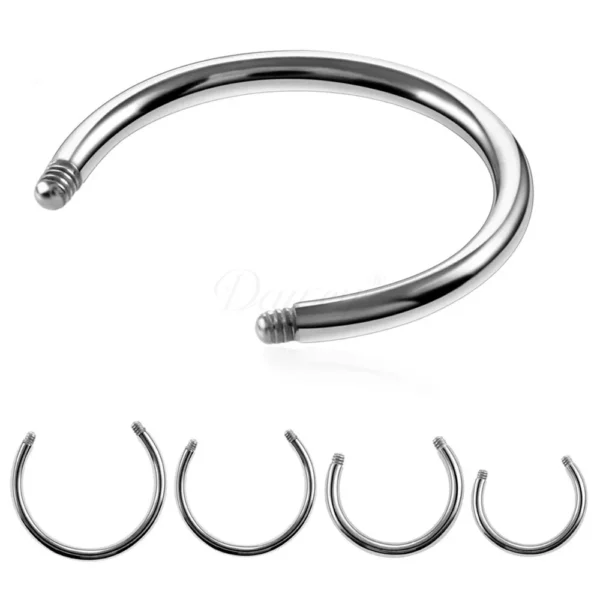 Daweys DS7013 External Thread Horseshoe Ring High-Quality Titanium Piercing Jewelry - Image 2