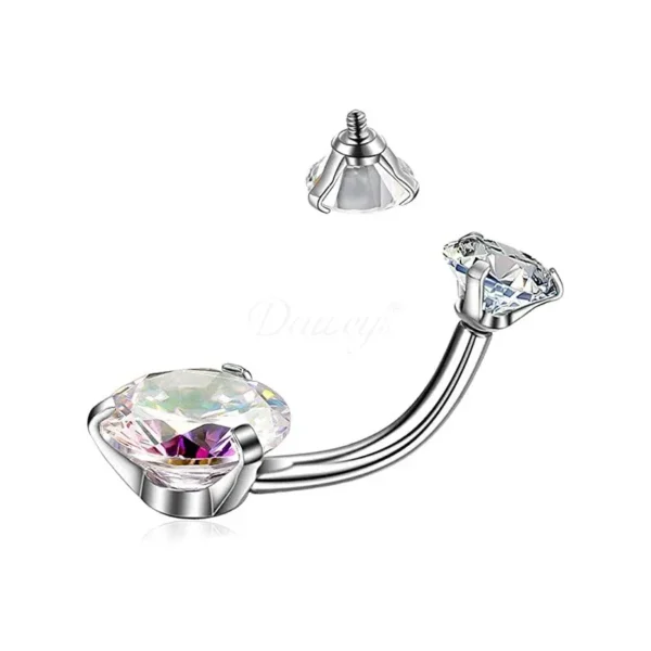 Daweys DS5030 G23 Titanium Belly Button Rings With Fashionable Zircon Embellishment New Trendy Piercing - Immagine 4