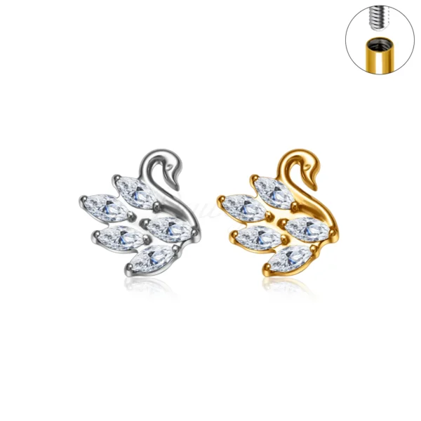 Daweys DS4354 Swan Shape Lip Labret Stud CZ Kryształy markizowe wewnętrznie gwintowana biżuteria - Obraz 4