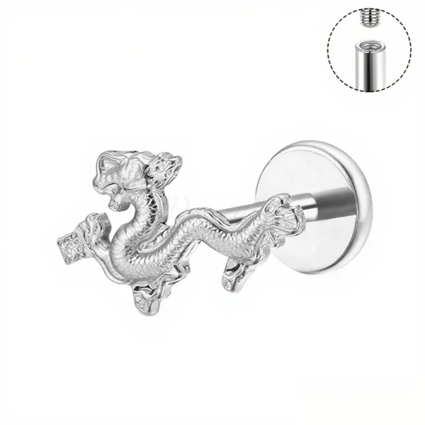 DS4429 dragon titanium internally threaded lip stud piercing jewelry by Daweys