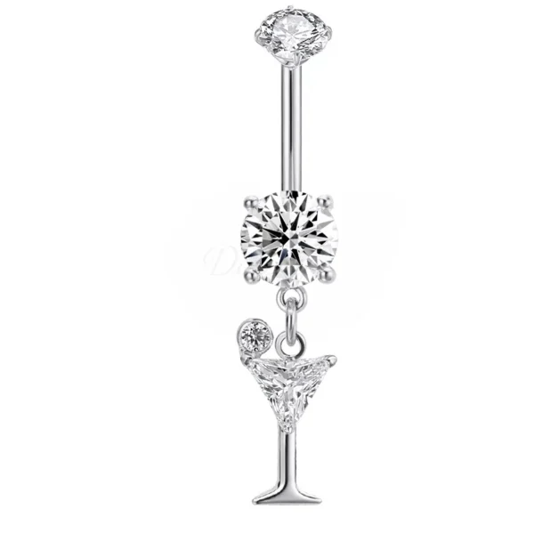 ASTM F136 titanium belly button ring with cocktail glass charm